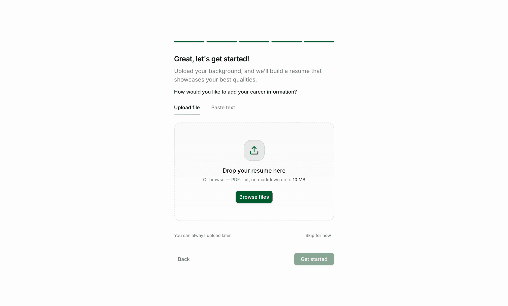 Resume document upload flow in Resuque